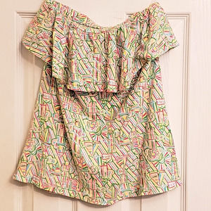 Lily Pulitzer Wiley Ruffle Tube Top 32957 Guiding Light Stretchy Colorful XS